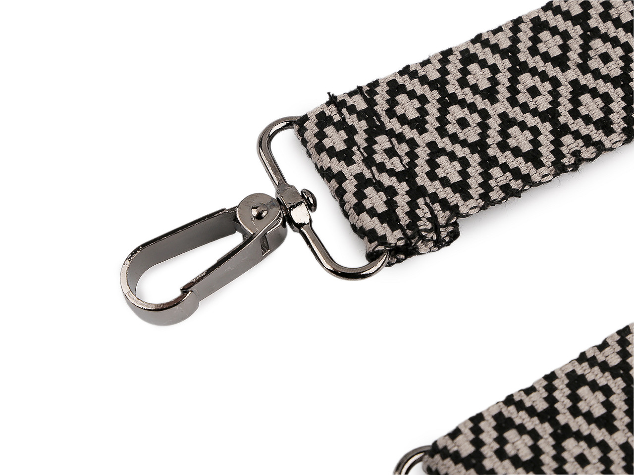 Popruh na tašku s karabinami šíře 3,8 cm, střední, 16 bílá černá