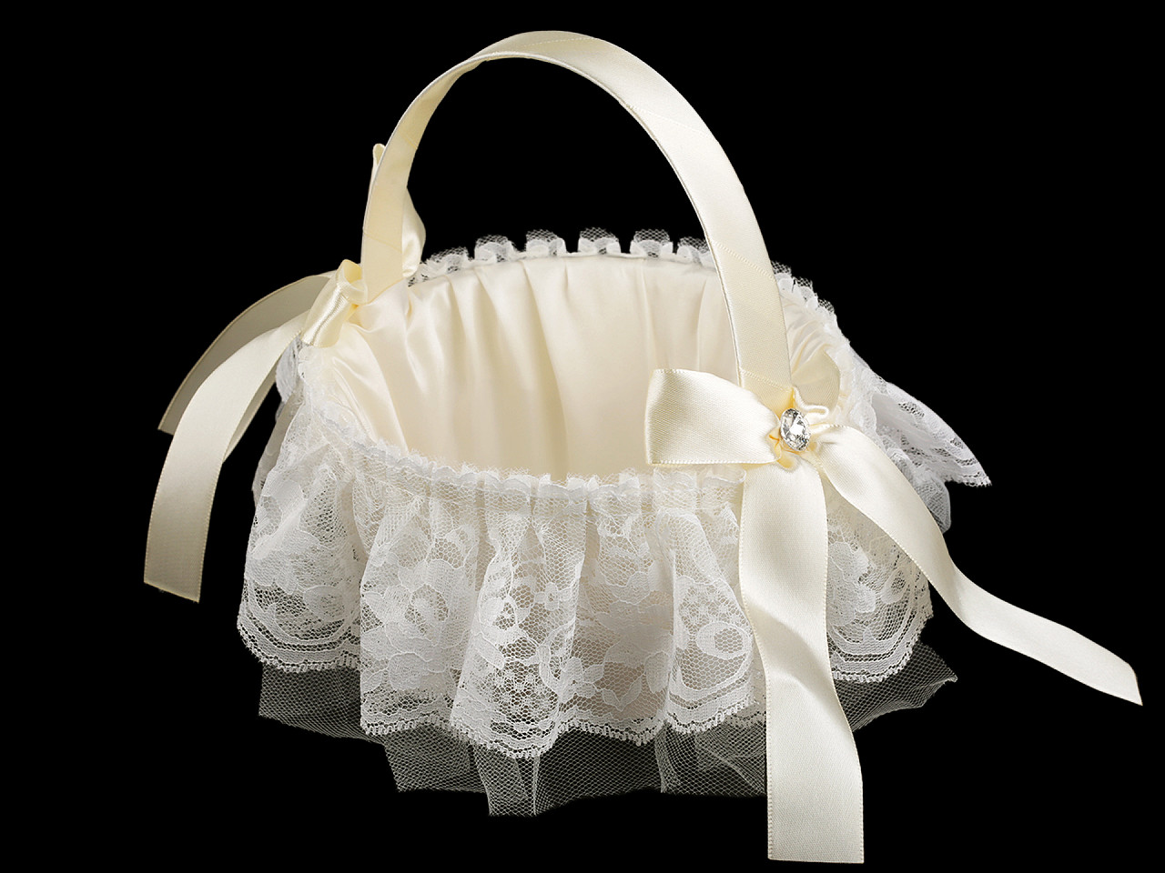 Svatební saténový košíček pro družičky, střední, 3 modrá světlá