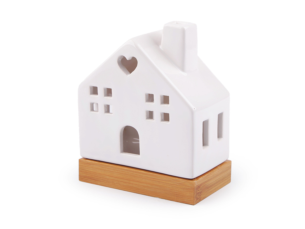 Porcelánový domeček svítící, střední, 3 bílá srdce