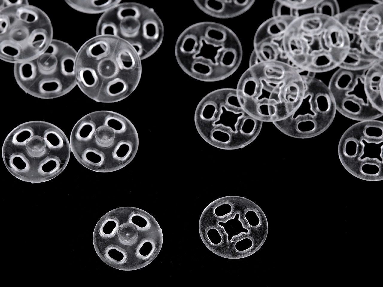 Plastové patentky / stláčacie gombíky transparentné Ø10 mm