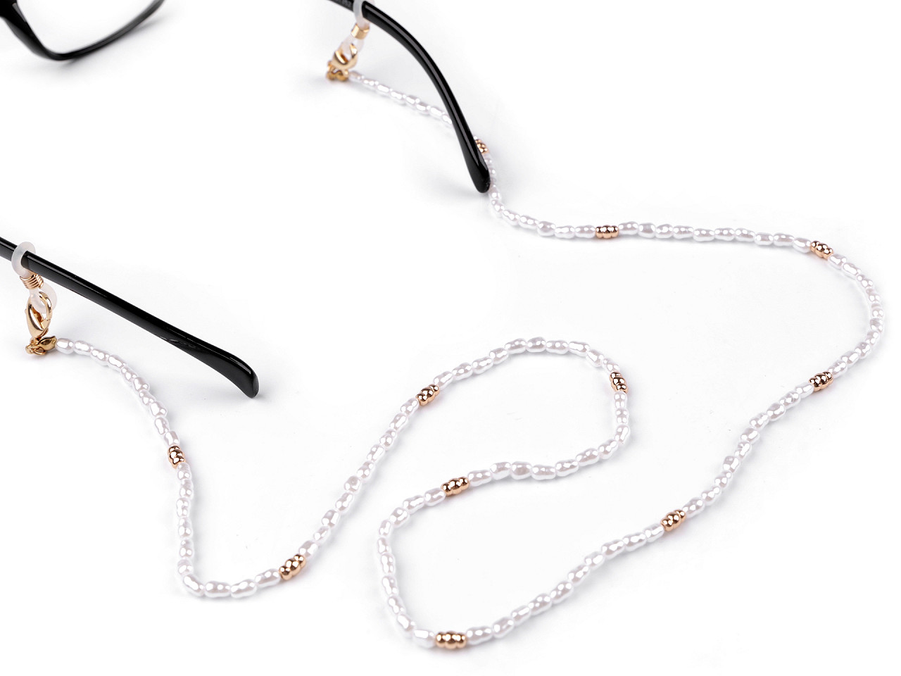 Lanț de ochelari cu perle, alb, 1 buc