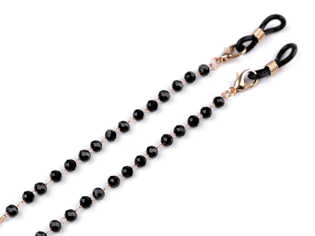 Brillenkette mit geschliffenen Perlen, schwarz, 1 Stk.