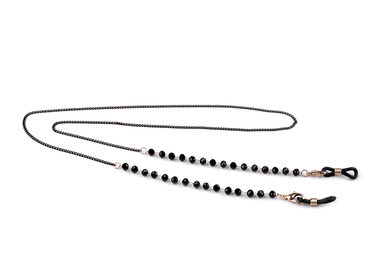 Eyeglass chain with cut beads, black, 1 pc