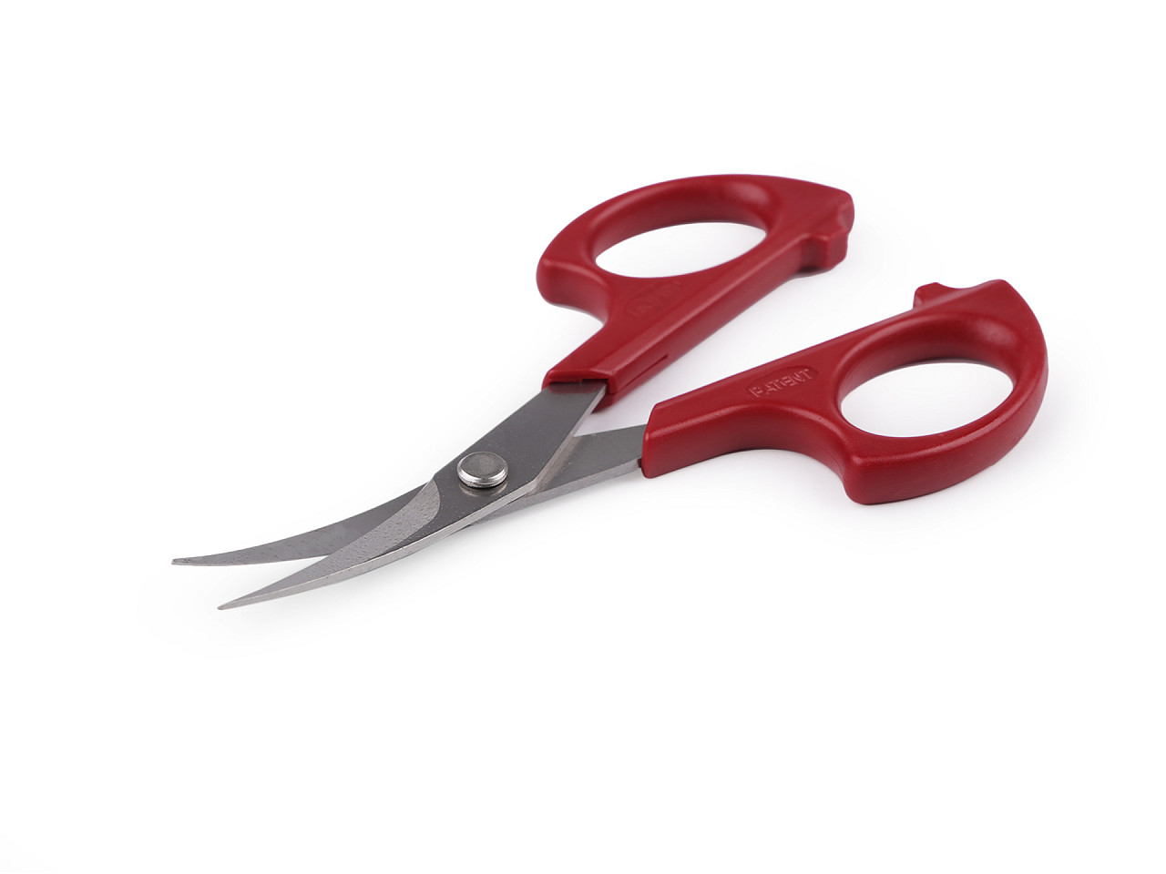 Nůžky PIN vyšívací délka 15 cm zahnuté, malé, červená
