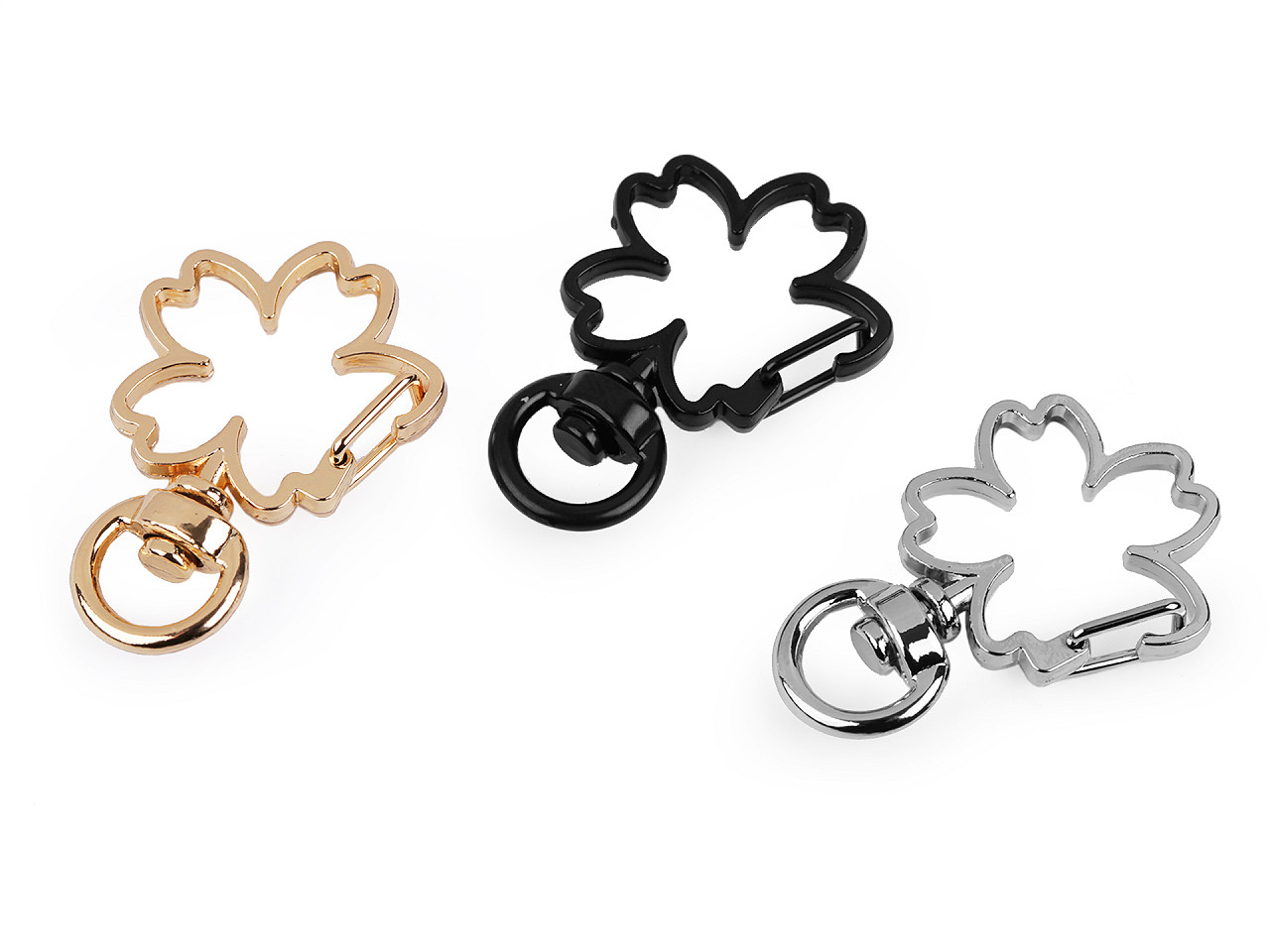 Kovová karabina otočná čtyřlístek, průvlek 8 mm, malé, 2 černá