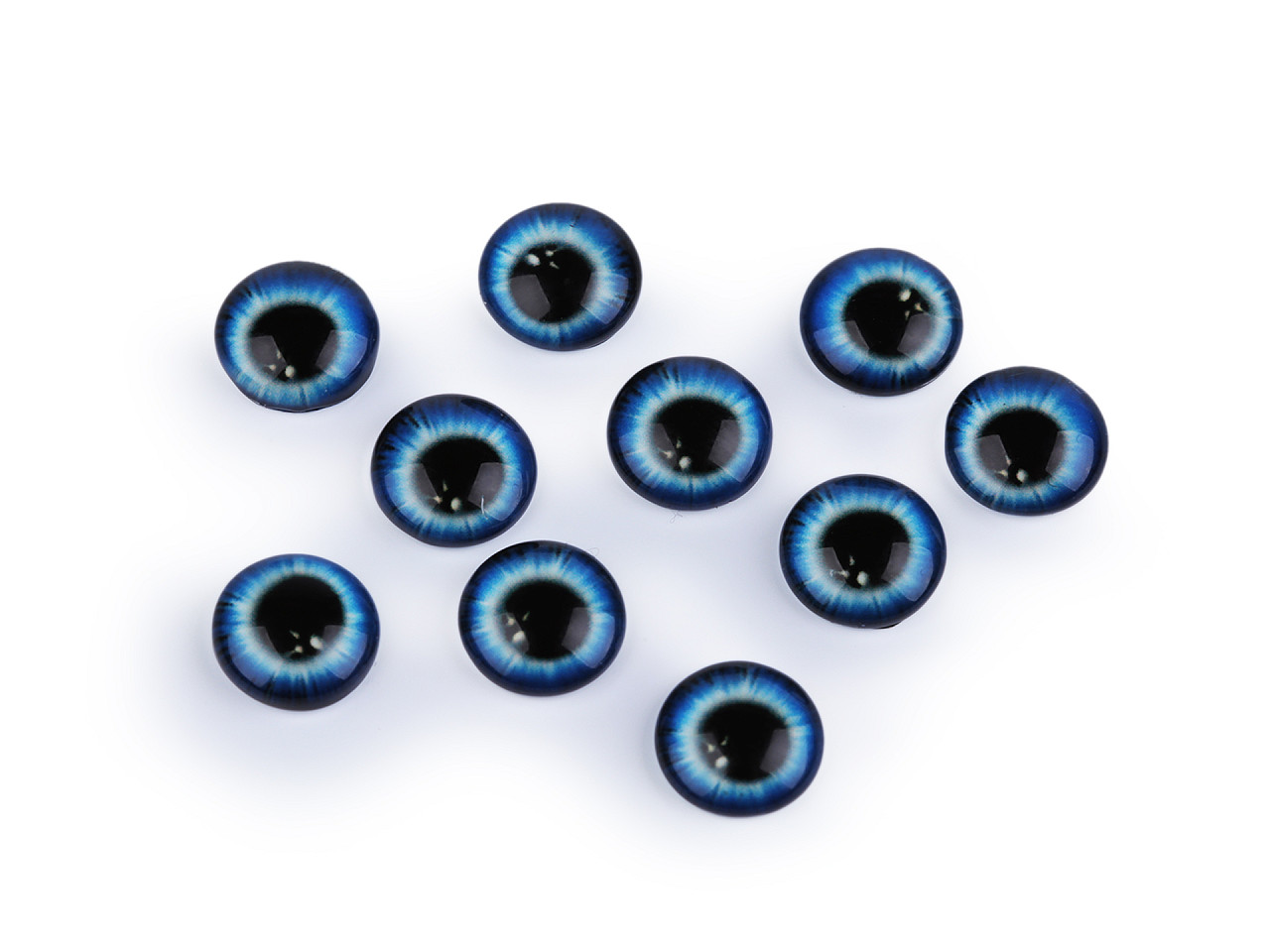 Skleněné oči k nalepení Ø10 a 12 mm, malé, 1 (10 mm) zelená sv.