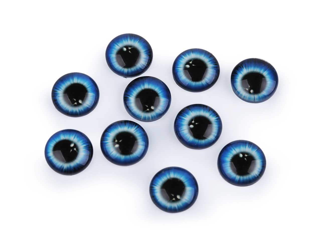 Skleněné oči k nalepení Ø10 a 12 mm, malé, 1 (10 mm) zelená sv.