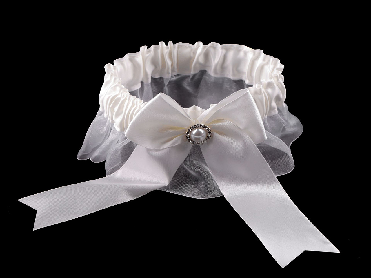 Strumpfband für die Braut, Schleife, Off White, 1 Stück