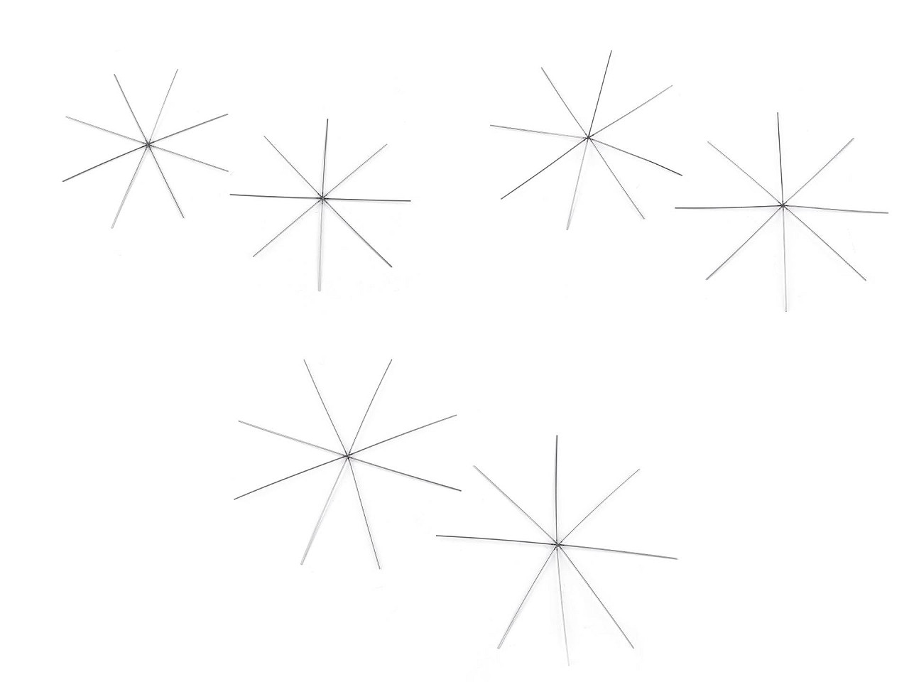 Vánoční hvězda / vločka drátěný základ na korálkování Ø10,5 cm, 12,5 cm, 13,5 cm, malé, 3 (Ø13,5 cm) platina