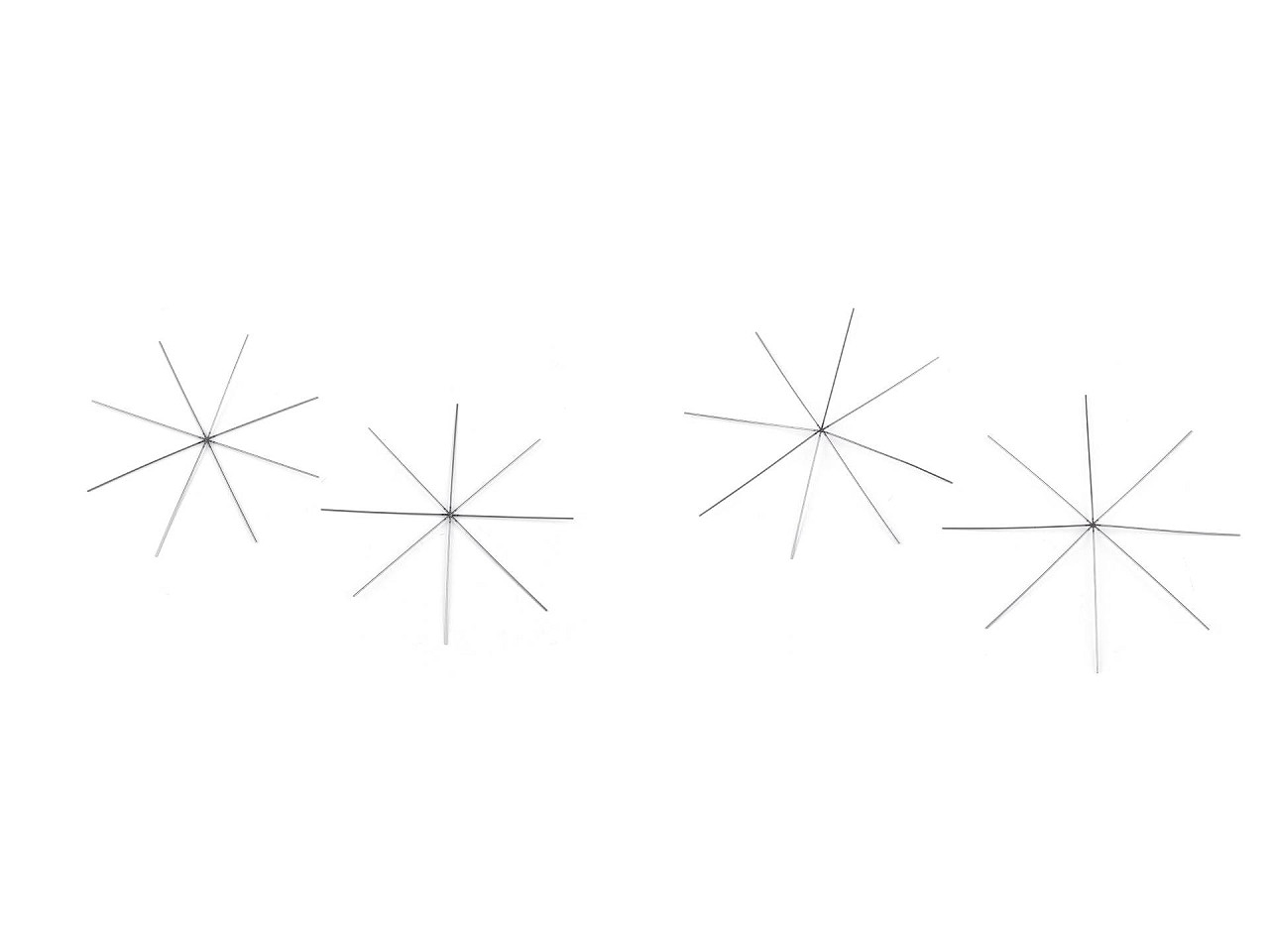 Vánoční hvězda / vločka drátěný základ na korálkování Ø10,5 cm, 12,5 cm, 13,5 cm, malé, 2 (Ø12,5 cm) platina