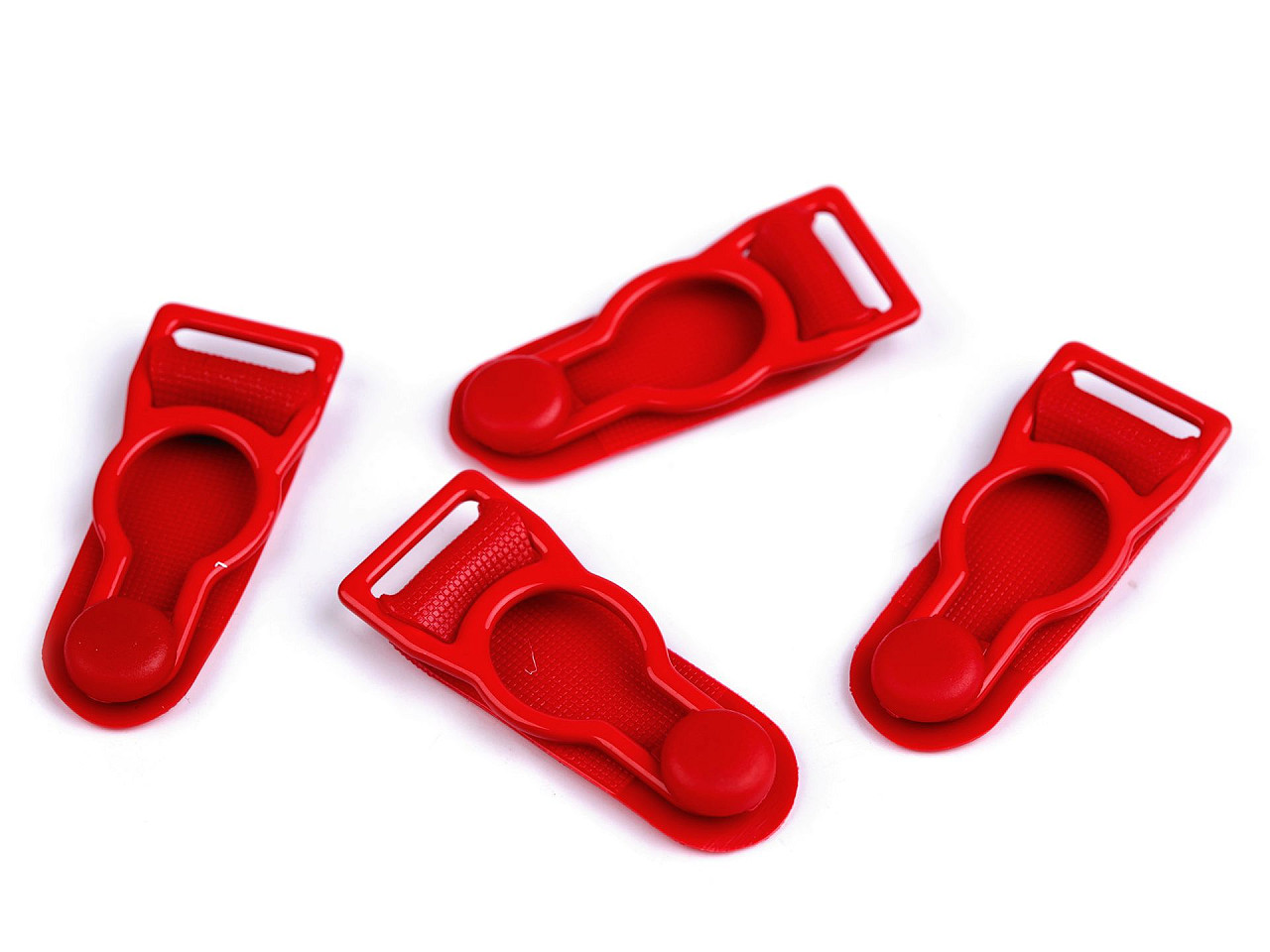 Samt-Metall - Strumpfbandhalterung 10 mm breit, rot, 4 Stück