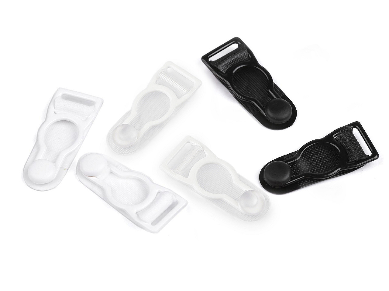 Velvety kovové - podvazkové zápínání šíře 10 mm, malé, 4 bílá transparent