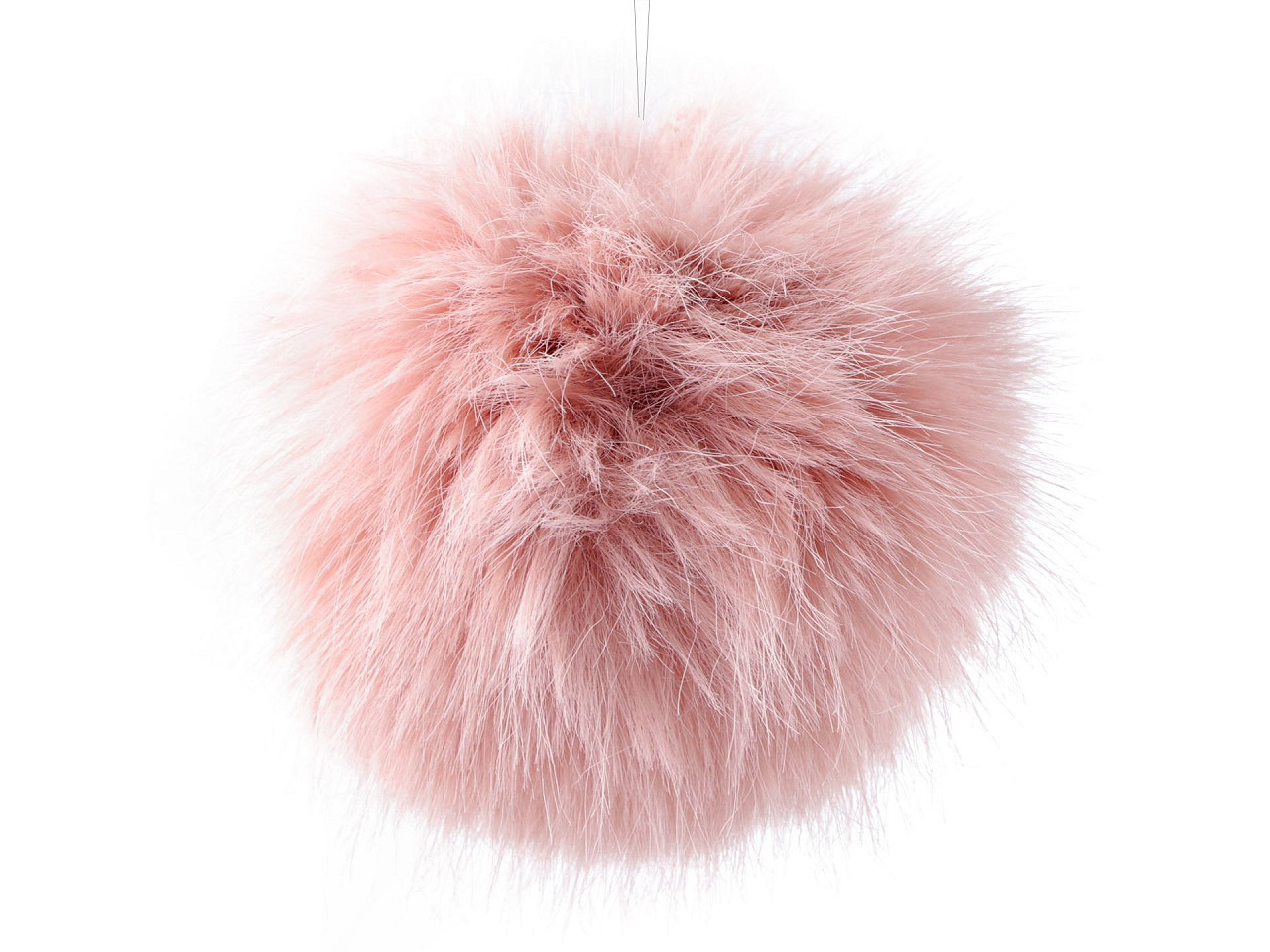 Fur pompom with loop Ø11 cm, powder, 6 pcs