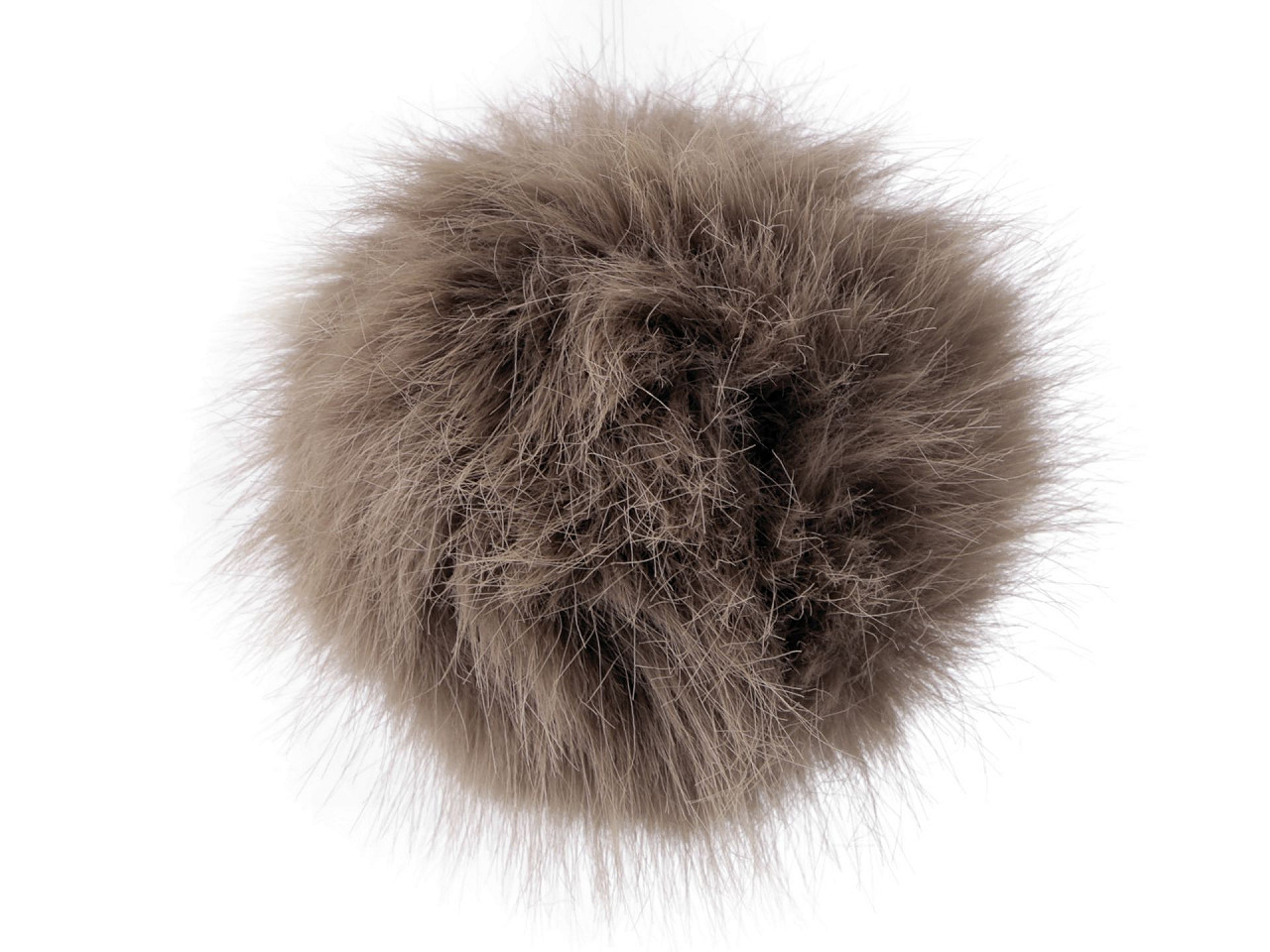 Fur pompom with loop Ø11 cm, dark beige, 1 pc