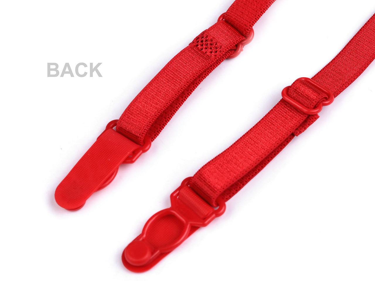 Adjustable Elastic Garter Straps with Clips, red, 1 pair