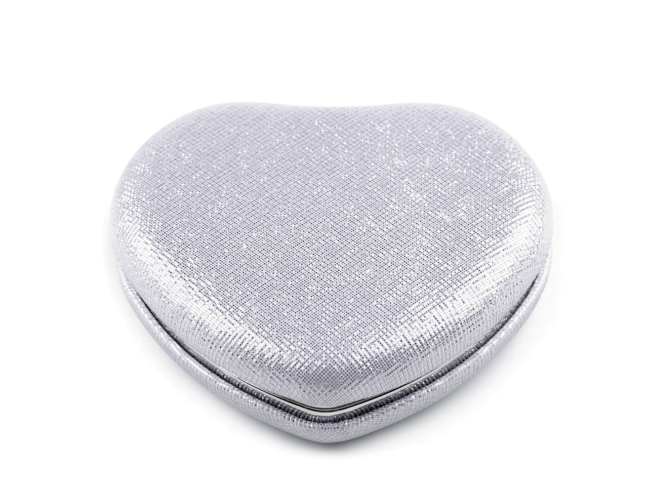 Cosmetic mirror heart metallic, silver, 1 pc