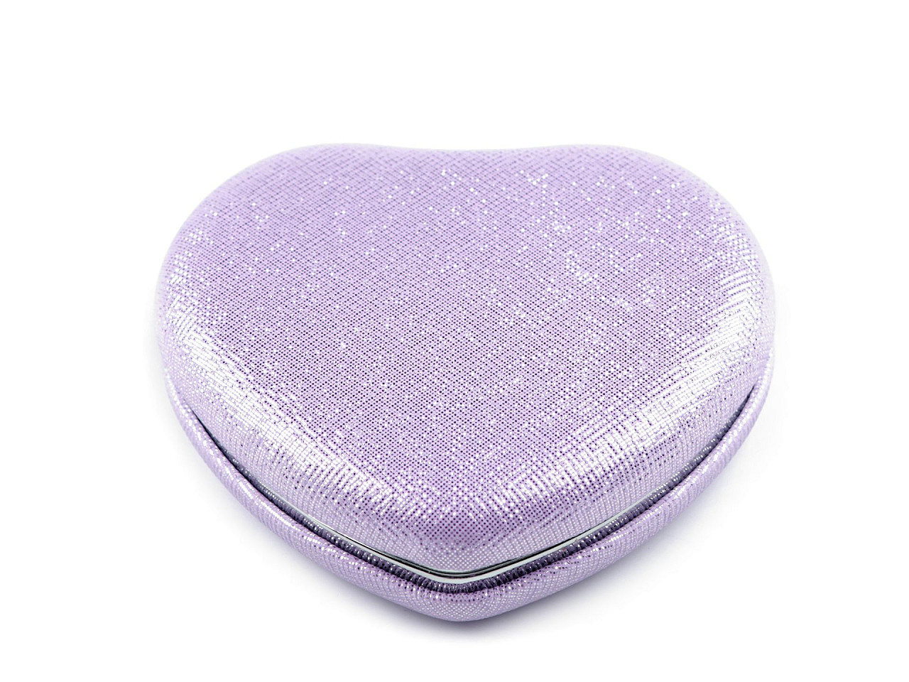 Cosmetic mirror heart metallic, purple lilac, 1 pc