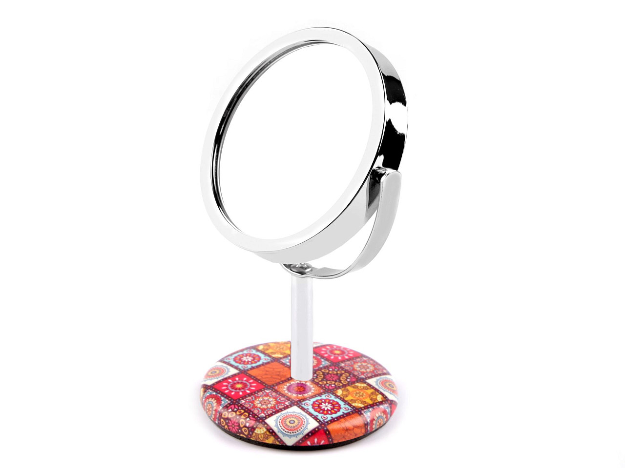 Cosmetic table mirror mandala with cut stones, salmon, 1 pc