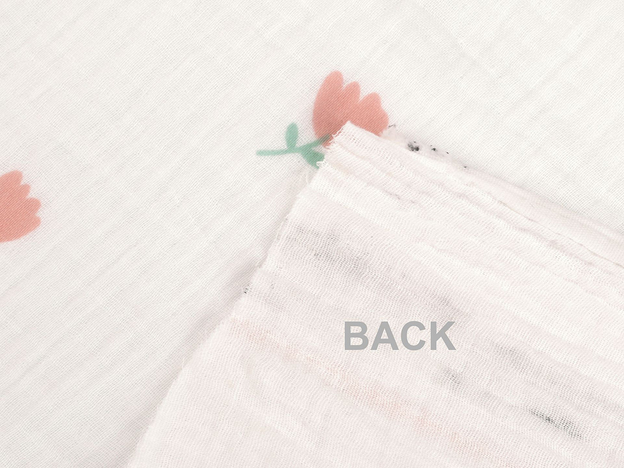 Mušelín / gázovina tulipány, střední, Off White