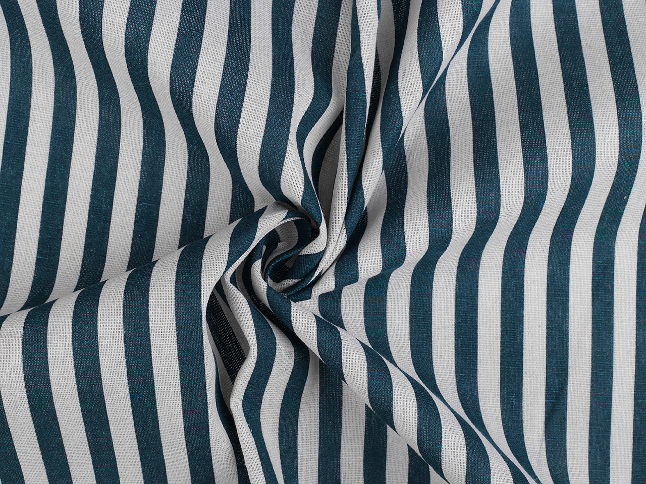 Bavlněná metráž / imitace lnu hrubší, pruhy, střední, 1 červená