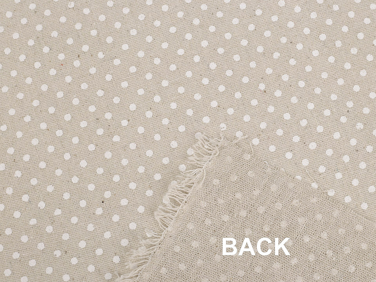 Bavlněná metráž / imitace lnu hrubší, puntík, střední, 5 režná světlá