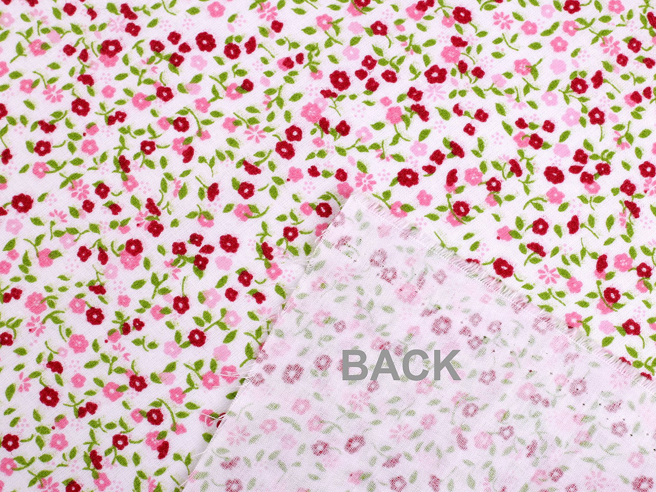 Bavlněná látka / plátno drobné květinky, střední, 1 (22341-1) červená