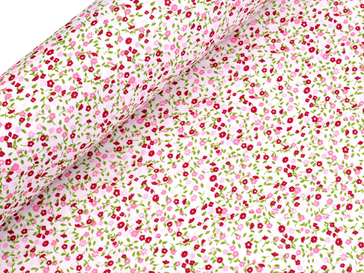 Bavlněná látka / plátno drobné květinky, střední, 1 (22341-1) červená