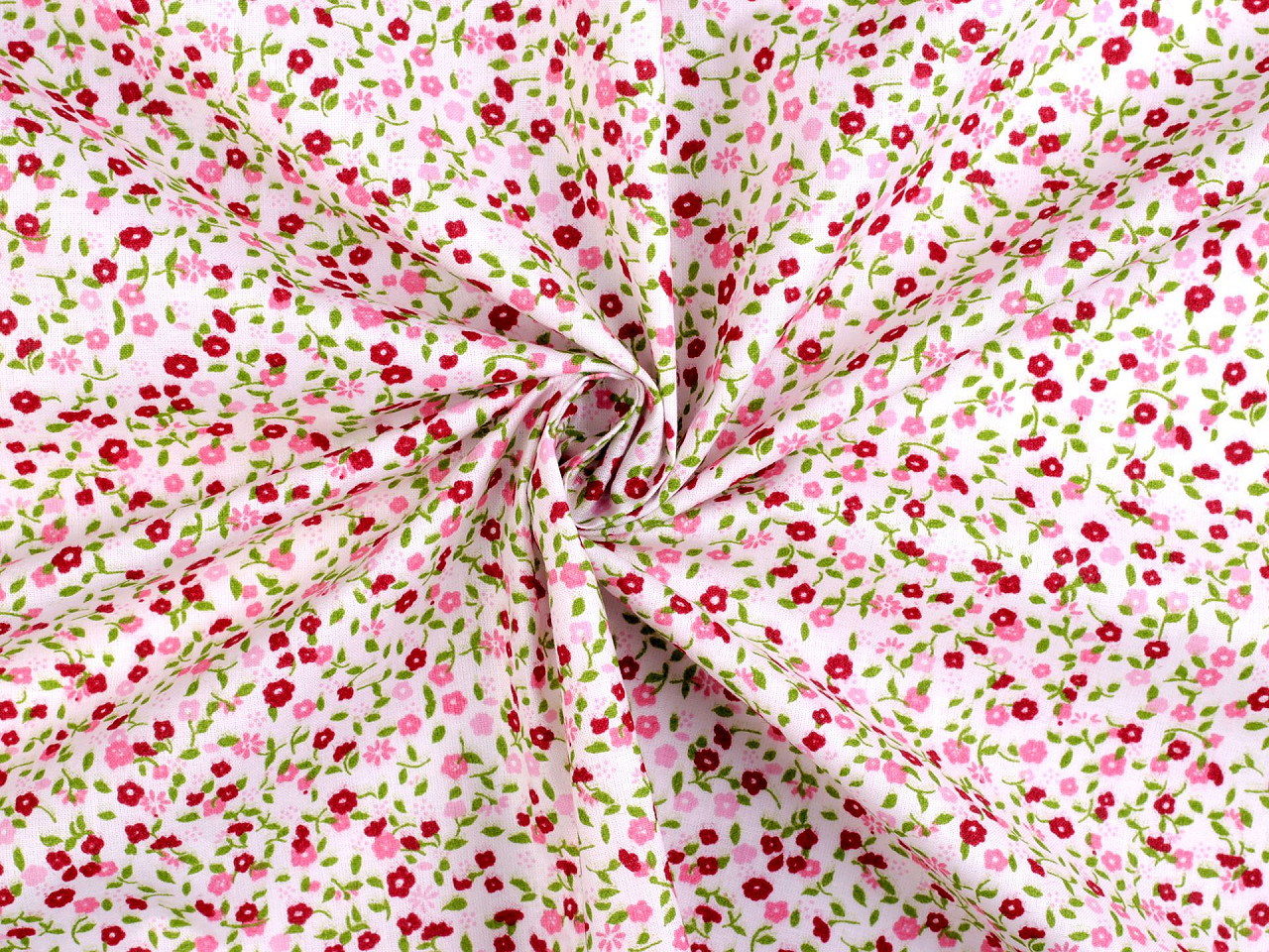 Bavlněná látka / plátno drobné květinky, střední, 1 (22341-1) červená
