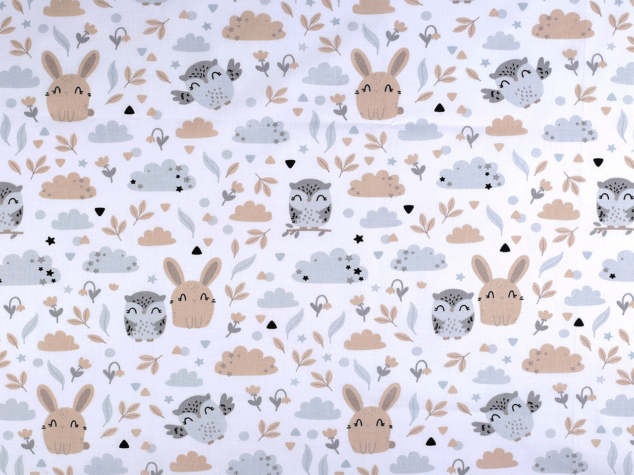 Bavlněná látka / plátno lesní zvířátka, střední, (22314-1) bílá