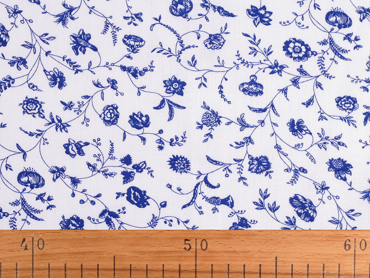 Bavlněná látka / plátno rostliny / květy, střední, 2 (28) šedá