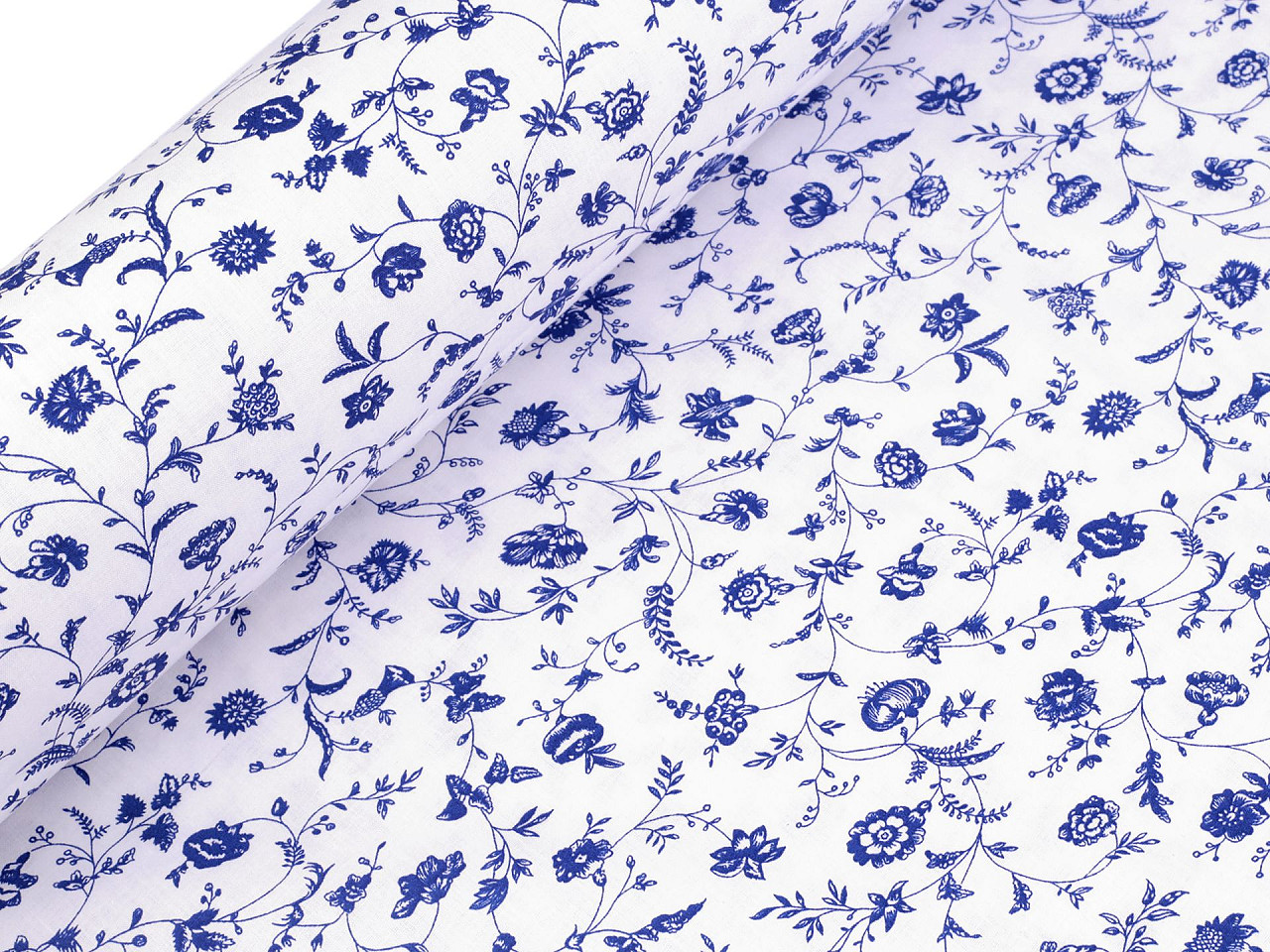 Bavlněná látka / plátno rostliny / květy, střední, 2 (28) šedá