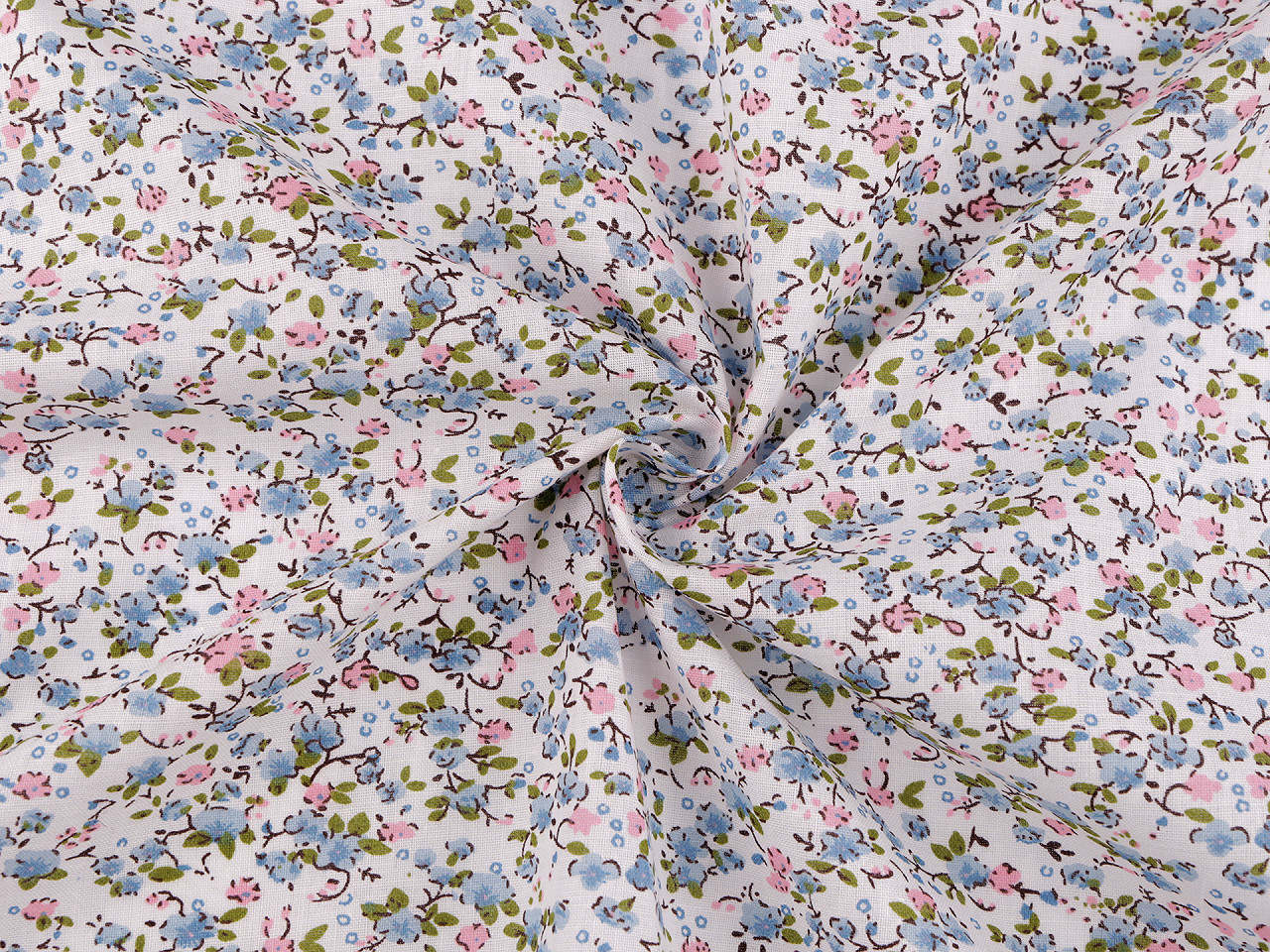 Bavlněná látka drobné květinky, střední, 1 růžová světlá