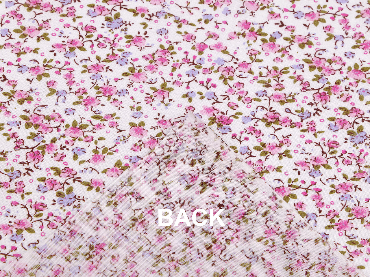 Bavlněná látka drobné květinky, střední, 1 růžová světlá