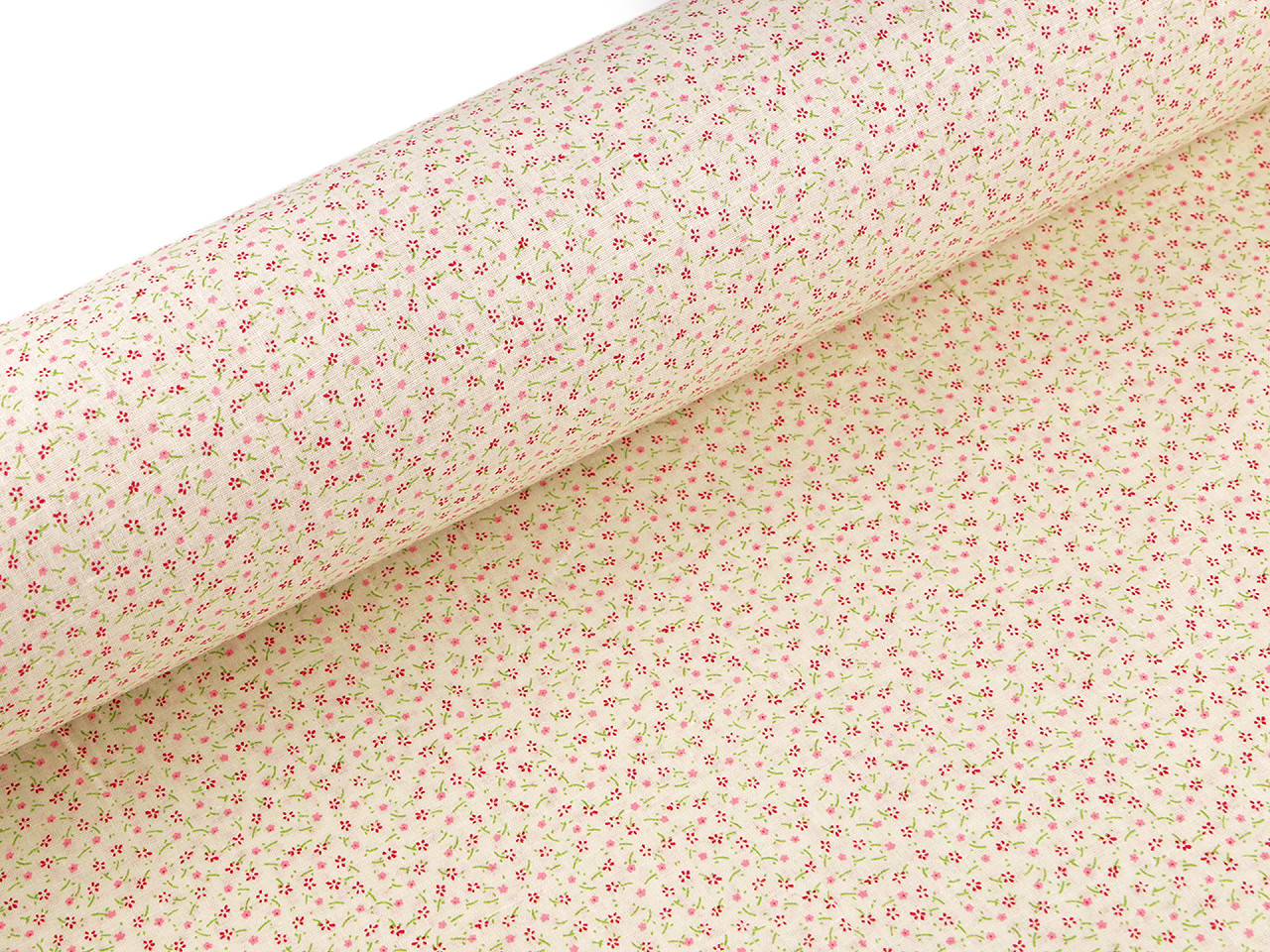 Bavlněná látka / plátno drobné květinky, střední, 1 krémová světlá růžová