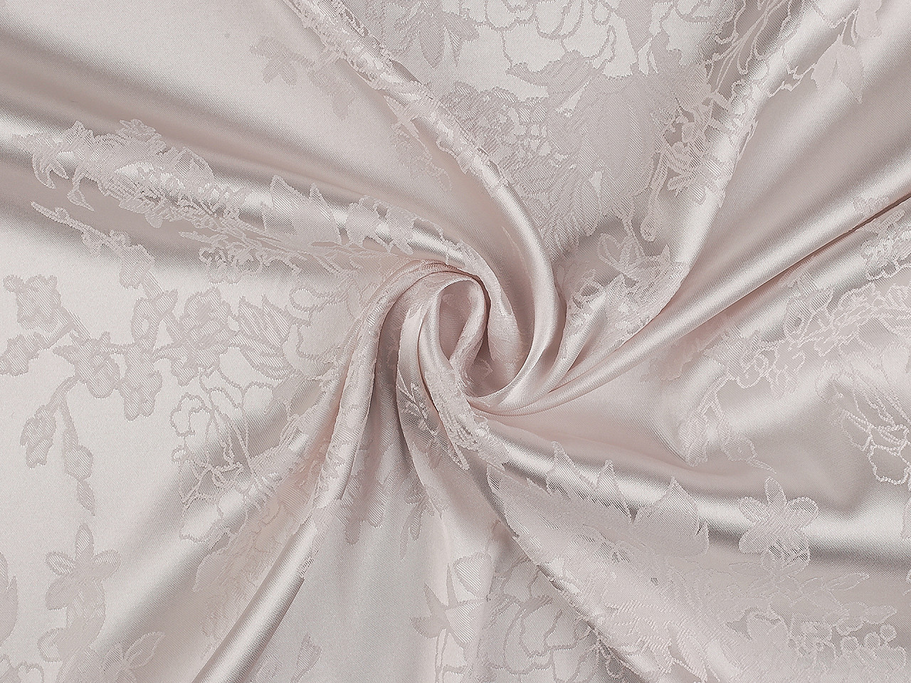 Satén / imitace hedvábí květovaný vzor, střední, 4 modrošedá sv.