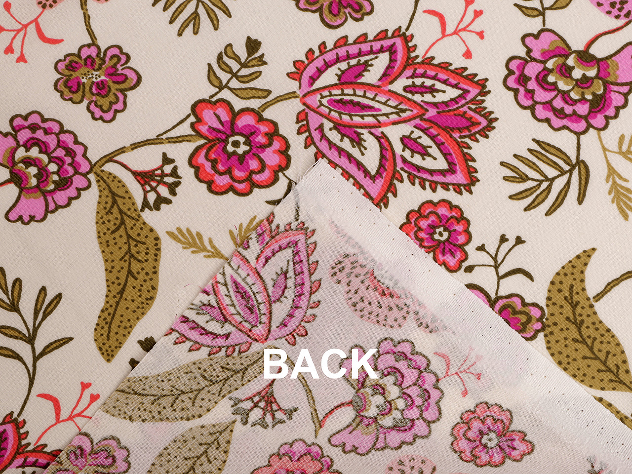 Bavlněná látka / plátno květy, střední, 1 krémová světlá