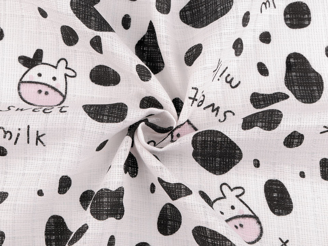 Bavlněná plenkovina / mušelín kravička, střední, (322T) bílá