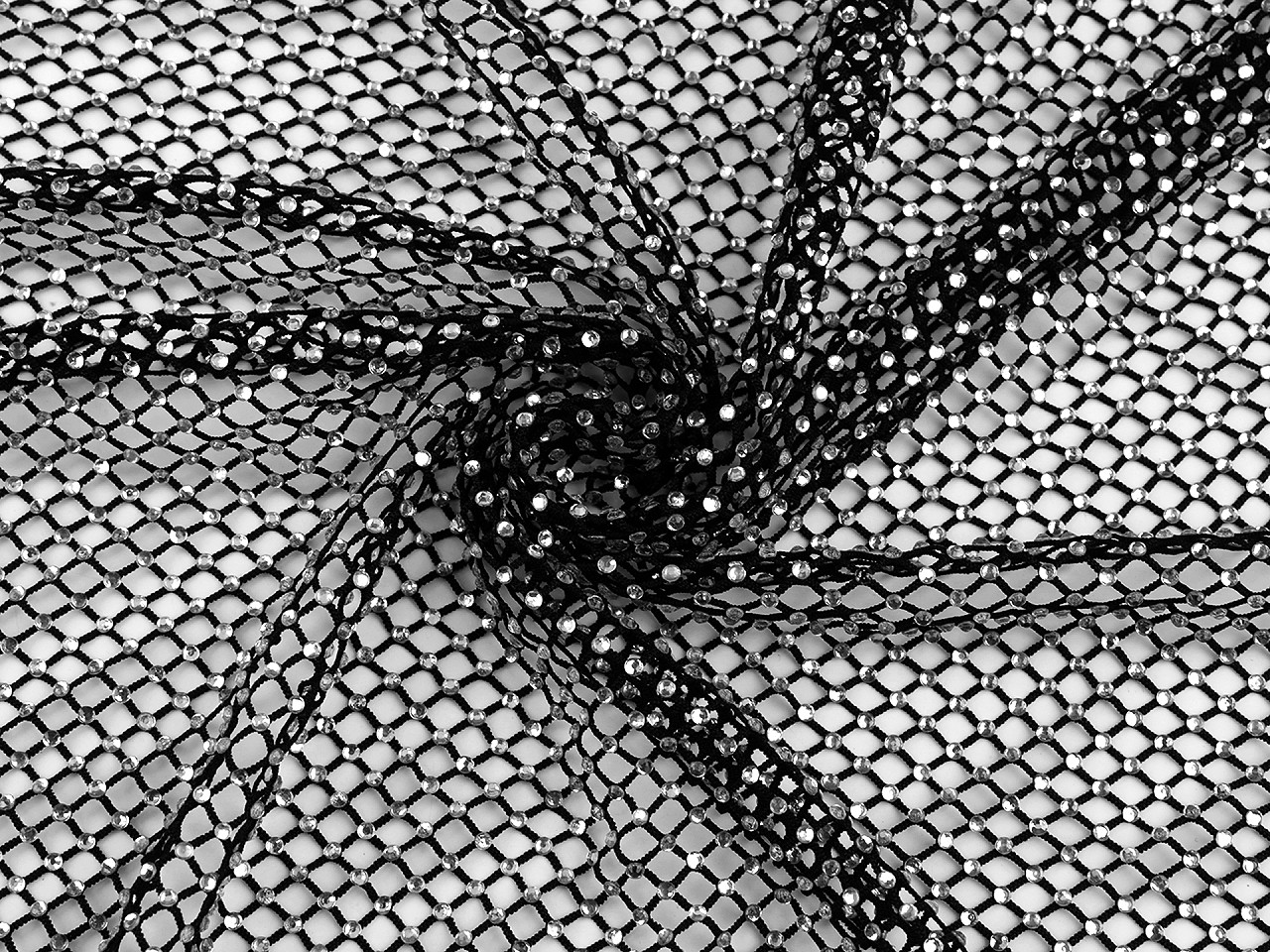 Pružná síťovina s broušenými kamínky metráž, střední, 1 bílá crystal