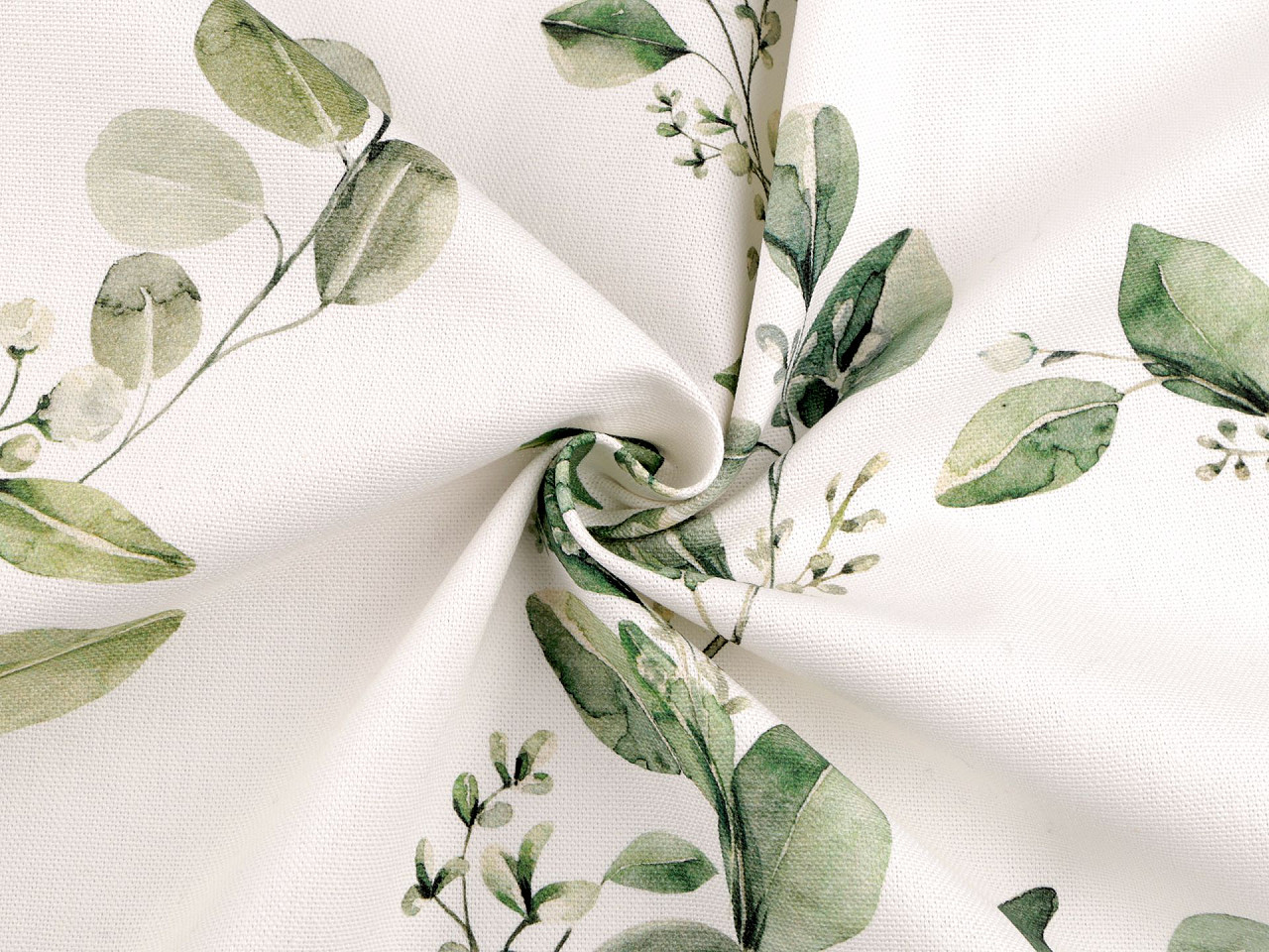 Polobavlněná látka se strukturou Half panama s digitálním tiskem rostliny, střední, 3 režná