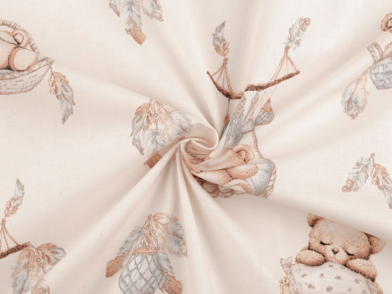 Bavlněná látka / plátno medvídek, střední, 4 (989) modrá ledová