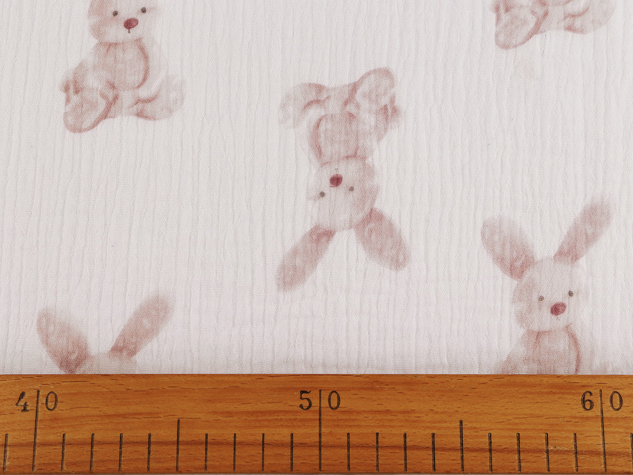 Mušelín / dvojitá gázovina zajíček, střední, bunny bílá béžová