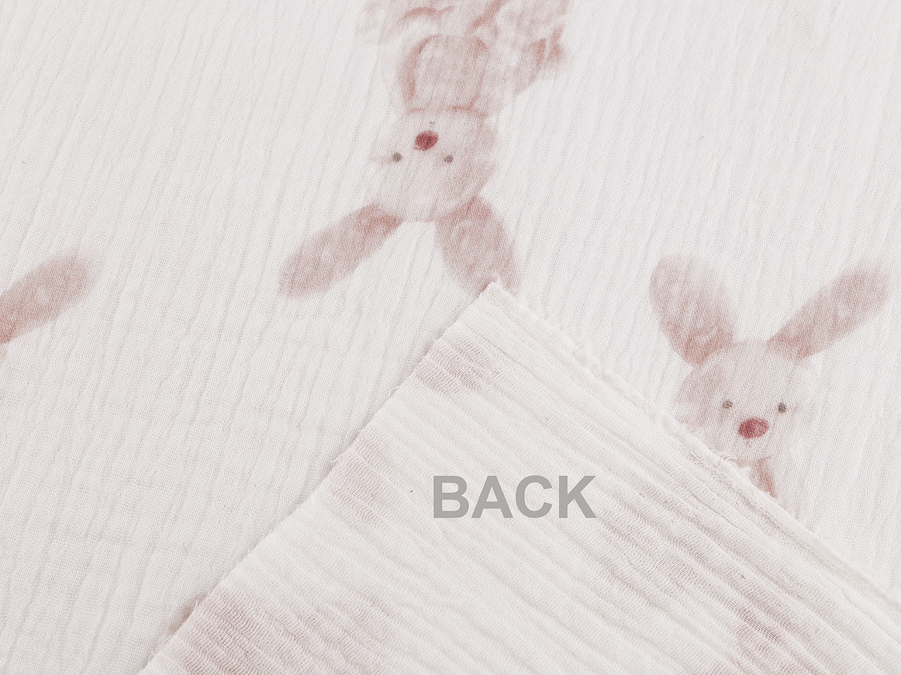 Mušelín / dvojitá gázovina zajíček, střední, bunny bílá béžová