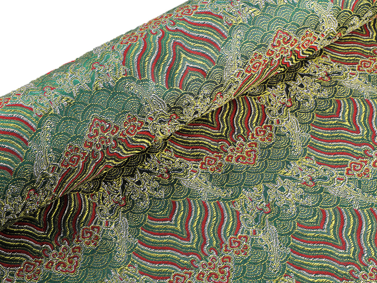 Žakárová látka pro oděvy i dekoraci, střední, 3 (175 g/m²) tyrkysová