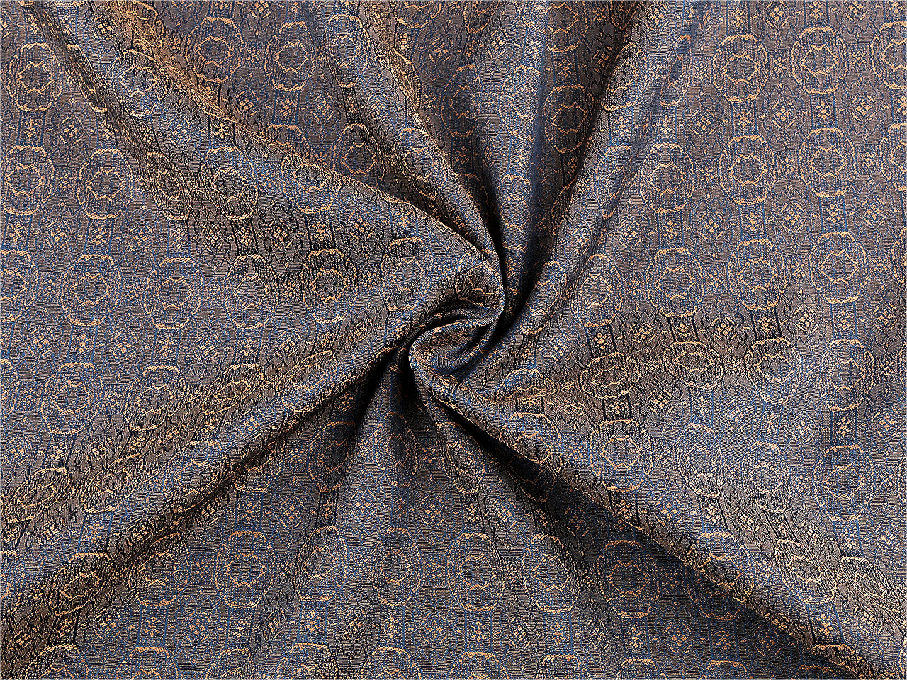 Oděvní brokátová látka s kovovým leskem, střední, 2 modrošedá