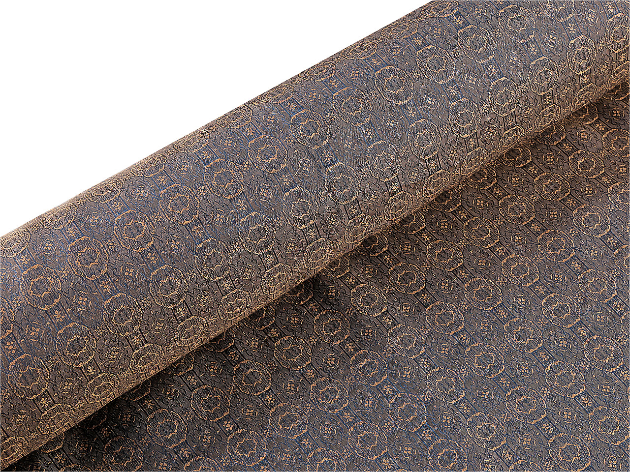 Oděvní brokátová látka s kovovým leskem, střední, 2 modrošedá