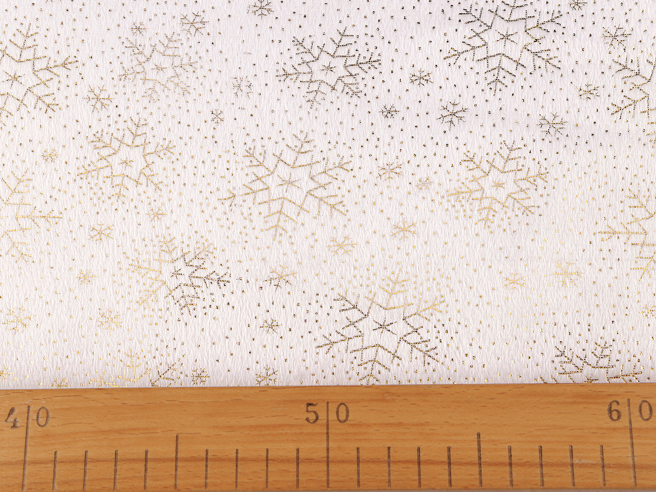 Dekorační samet / velvet vánoční se zlatým potiskem, střední, 2 červená zlatá