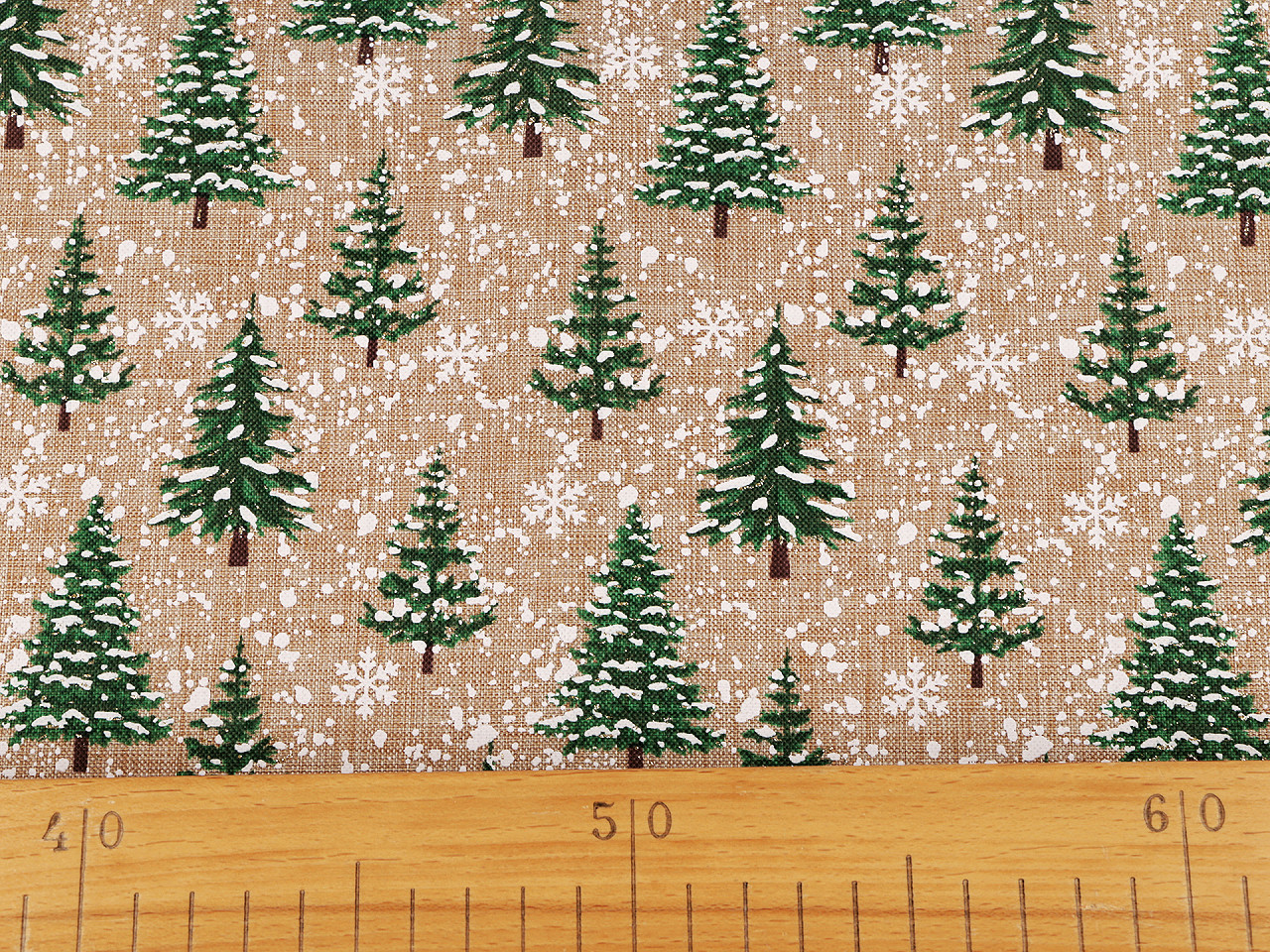 Vánoční dekorační metráž stromeček, střední, režná přírodní