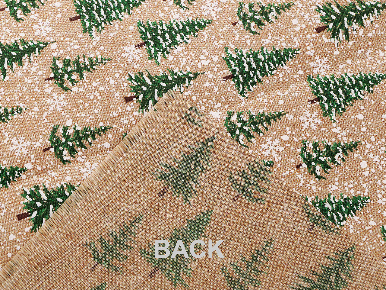 Vánoční dekorační metráž stromeček, střední, režná přírodní