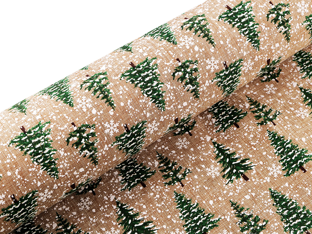 Vánoční dekorační metráž stromeček, střední, režná přírodní