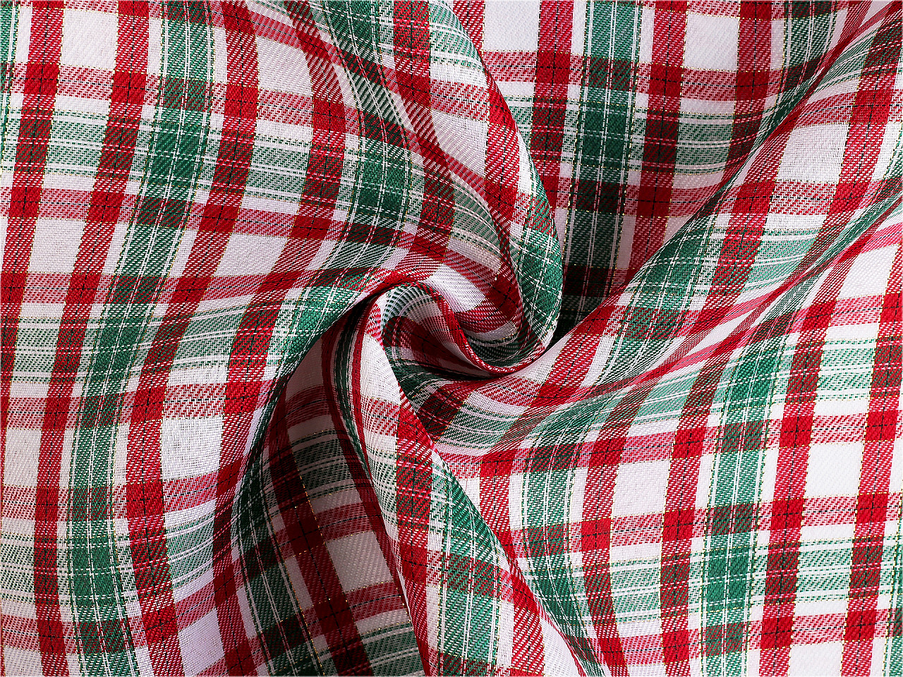 Vánoční dekorační metráž káro s lurexem, střední, 2 (90 g/m²) režná světlá zlatá